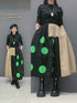 Dot Print Blocking Flare Skirt